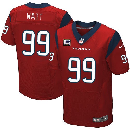 Men's Elite J.J. Watt C Patch Nike Jersey Red Alternate - #99 NFL Houston Texans